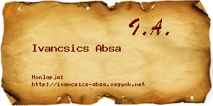Ivancsics Absa névjegykártya